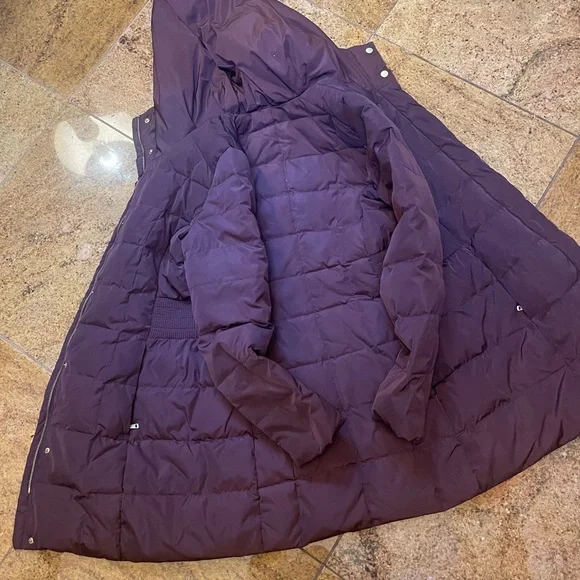 Cole Haan Signature Women's M eggplant purple Down Feather Quilted Coat - Picture 8 of 11
